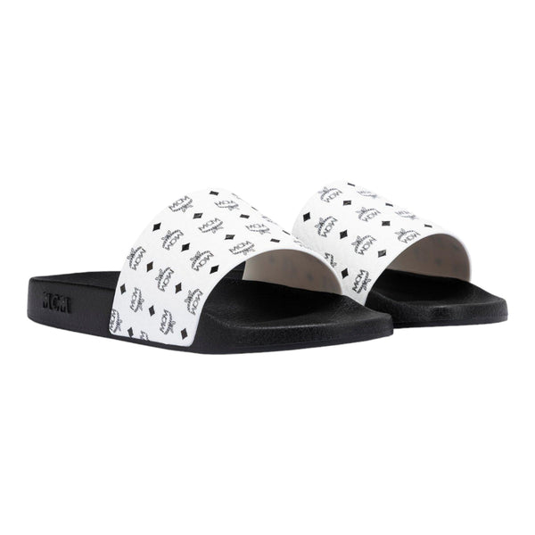 MCM Men's Monogram Print Rubber Slides