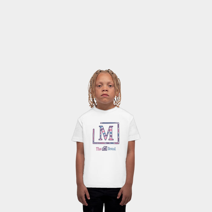 MDB Brand Kids "M" Swirl Embroidered Logo T-Shirt