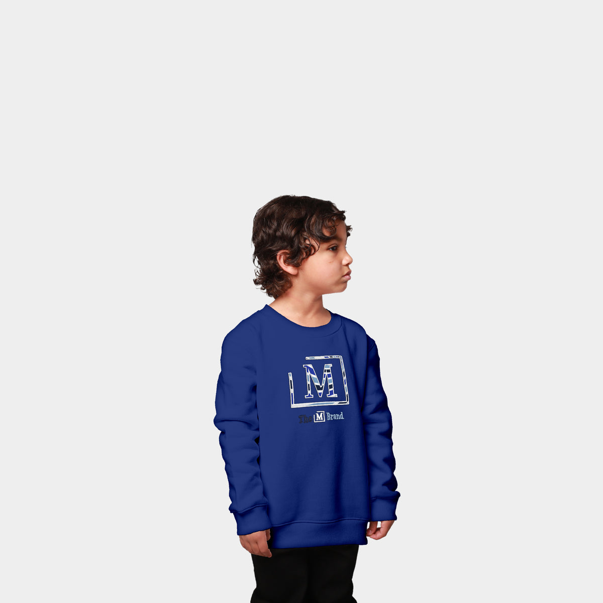 MDB Brand Kids "M" Swirl Embroidered Logo Crewneck Sweatshirt