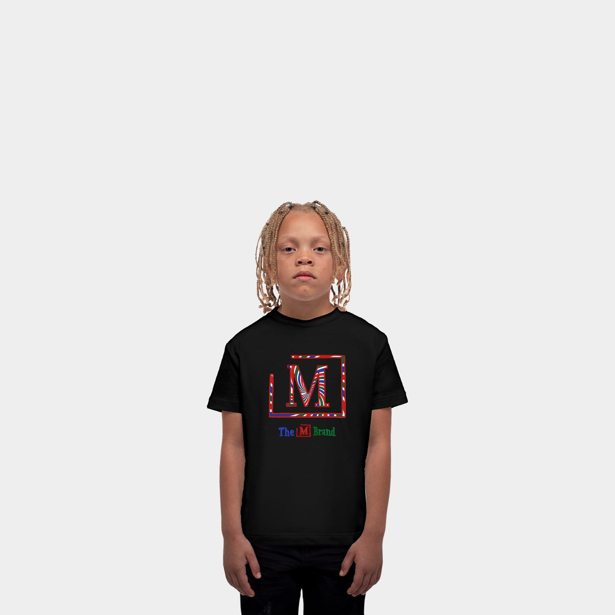 MDB Brand Kids Classic "M" Swirl Embroidered Logo T-Shirt