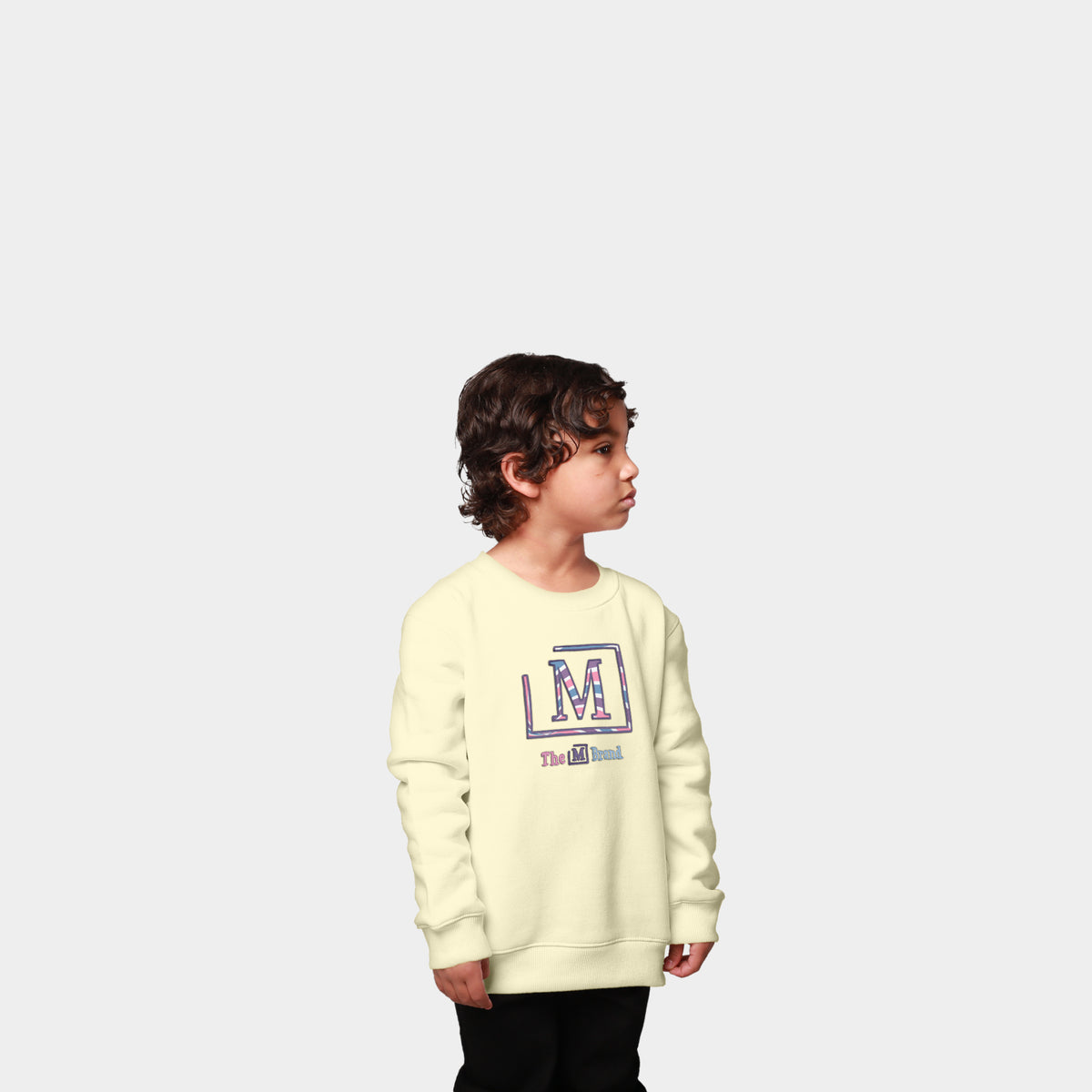 MDB Brand Kids "M" Swirl Embroidered Logo Crewneck Sweatshirt