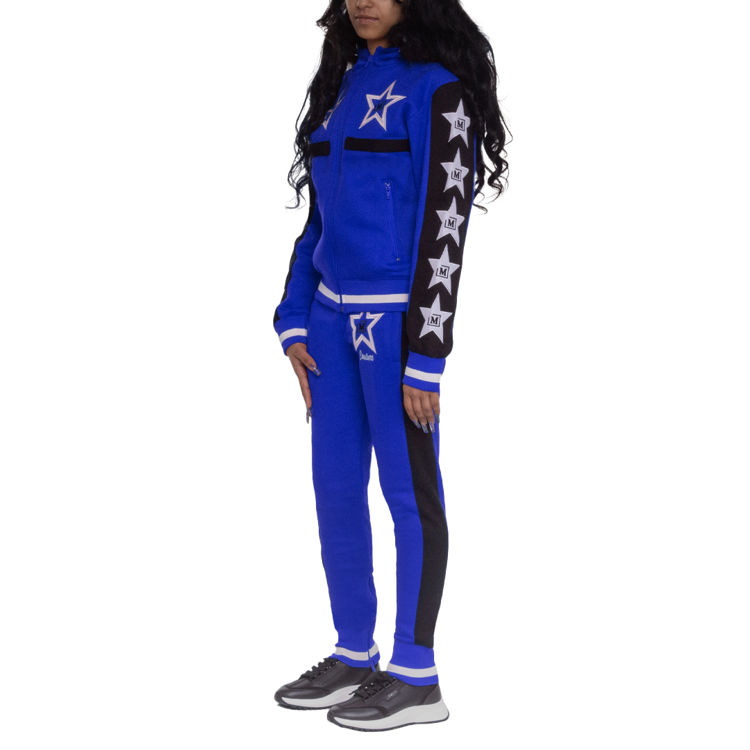 MDB Couture Women's M-Star Fur Hooded Fleece Sweatsuit - Blue