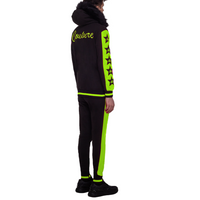 MDB Couture Men's M-Star Fur Hooded Fleece Sweatsuit - Black & Neon