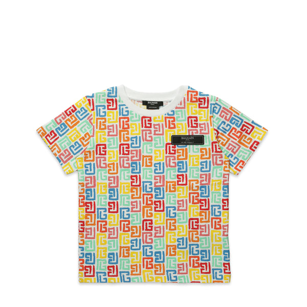 Balmain Kids Multicolor Monogram 'PB' Logo T-Shirt