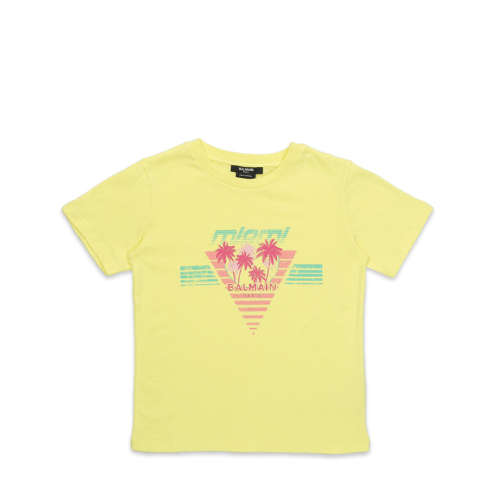 Balmain Kids Palm Tree Logo T-Shirt