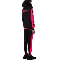 MDB Couture Men's M-Star Fur Hooded Fleece Sweatsuit - Black & Neon