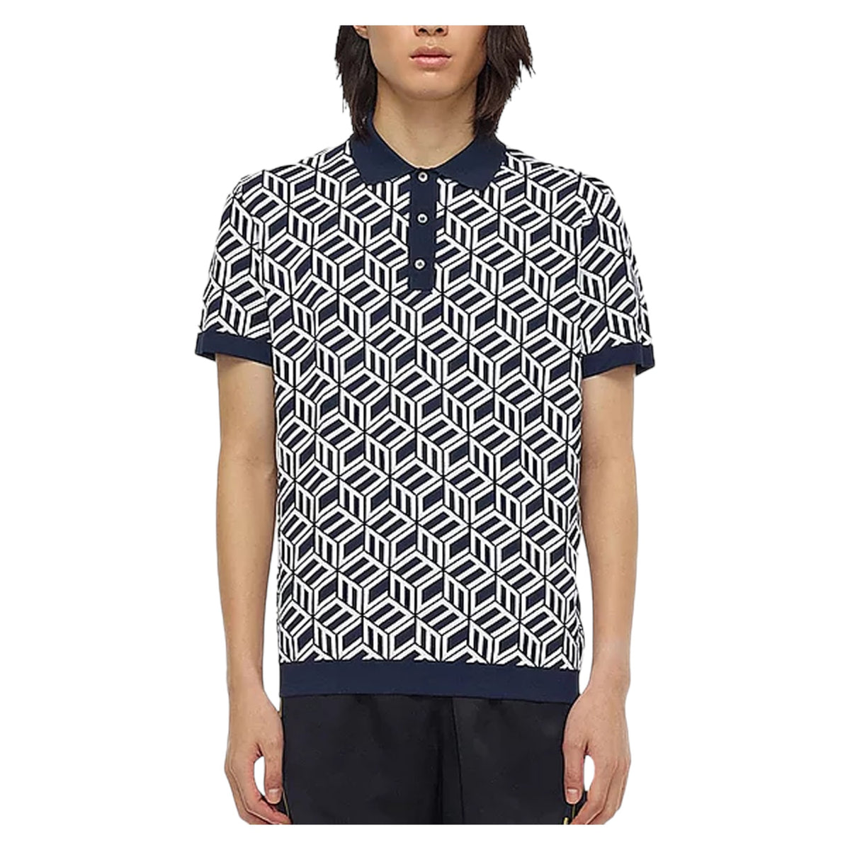 MCM Men's Cubic Monogram Knit Polo