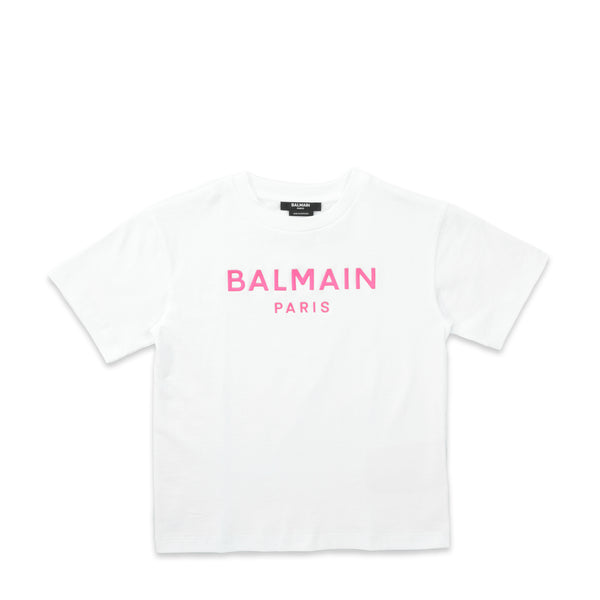 Balmain Kids Raised Neon Logo T-Shirt