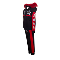 MDB Couture Kid's M-Star Fur Hooded Fleece Sweatsuit - Black