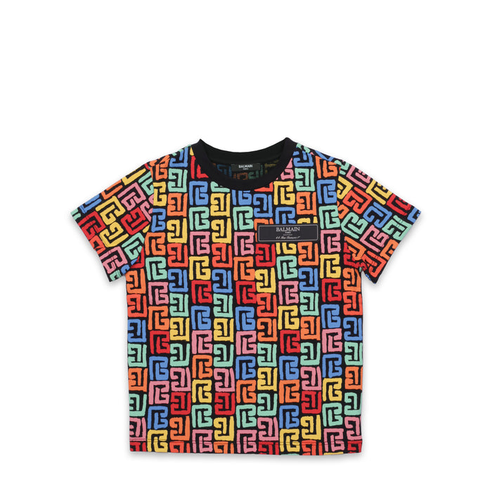 Balmain Kids Multicolor Monogram 'PB' Logo T-Shirt