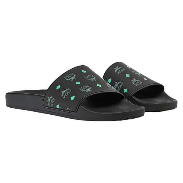 MCM Men's Color Splash Monogram Print Rubber Slides