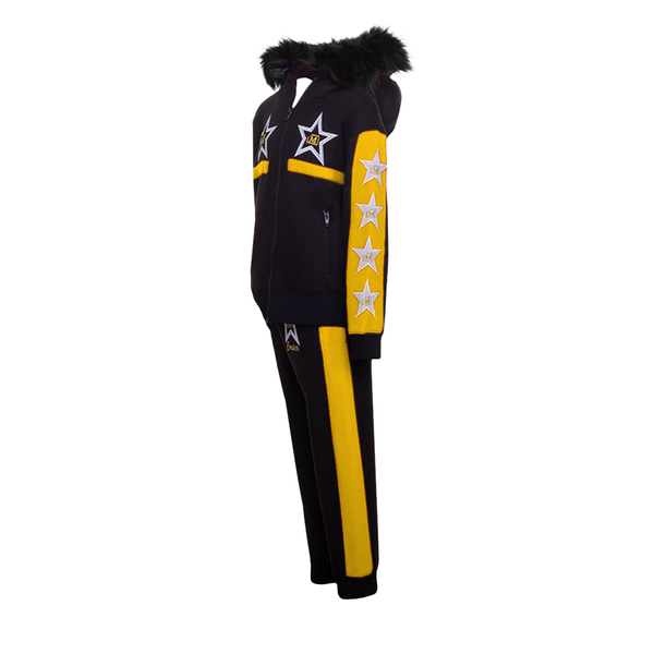 MDB Couture Kid's M-Star Fur Hooded Fleece Sweatsuit - Black