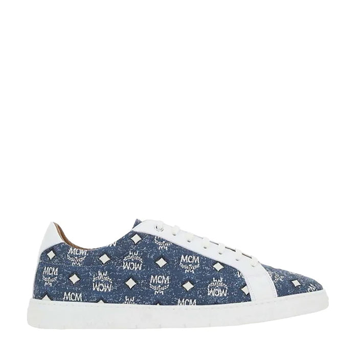 MCM Men's Terrain Lo Sneakers in Denim Jacquard