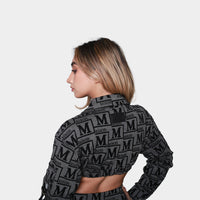 MDB Couture Women's Woven Monogram Crop-Top Jacket & Skirt