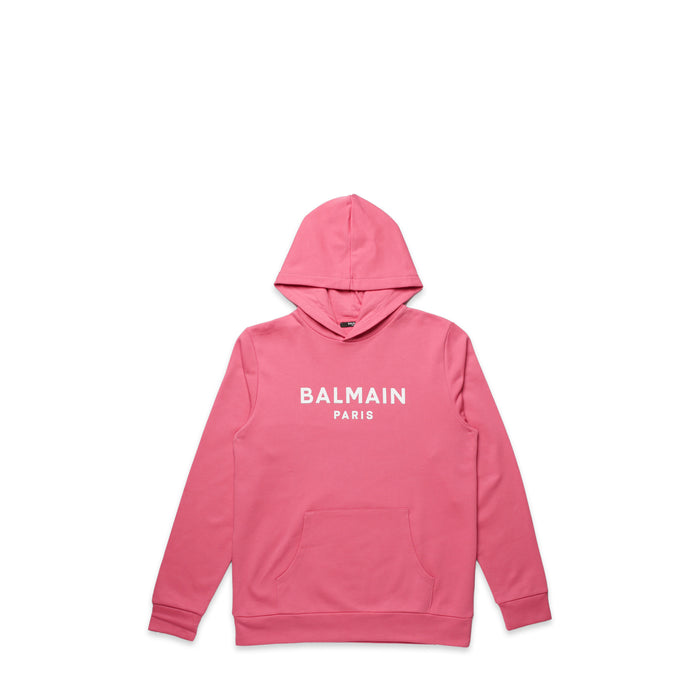 Balmain Kids Flocked Logo Hoodie Sweatshirt