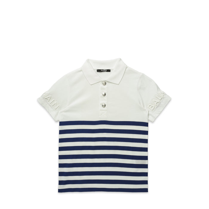 Balmain Kids Striped Logo Polo