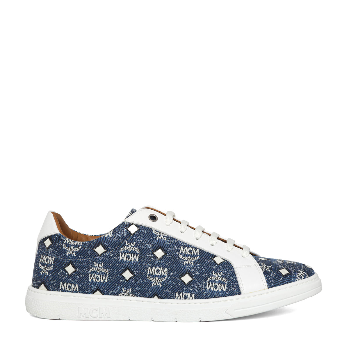 MCM Men's Terrain Lo Sneakers in Denim Jacquard