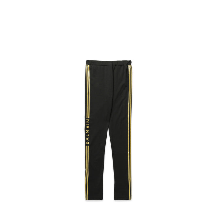 Balmain Kids Girl's Striped Logo Leggings