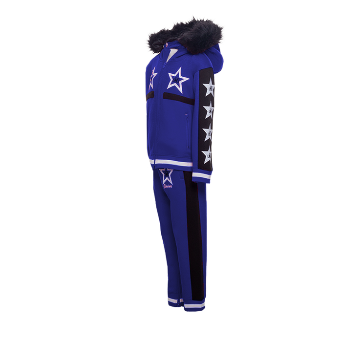 MDB Couture Kid's M-Star Fur Hooded Fleece Sweatsuit - Blue