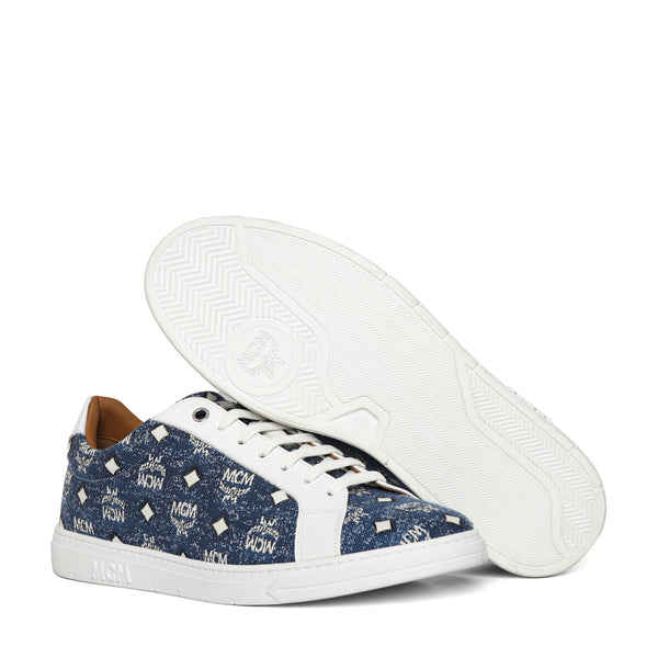 MCM Men's Terrain Lo Sneakers in Denim Jacquard