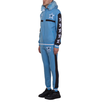 MDB Couture Men's M-Star Fur Hooded Fleece Sweatsuit - Blue