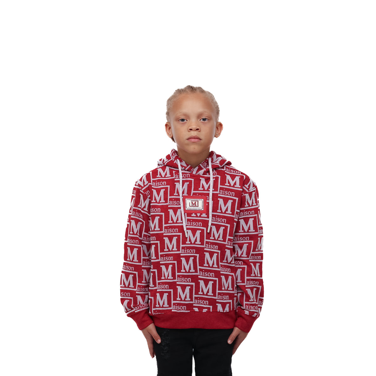 MDB Couture Kid's Monogram Woven Hoodie Sweatshirt