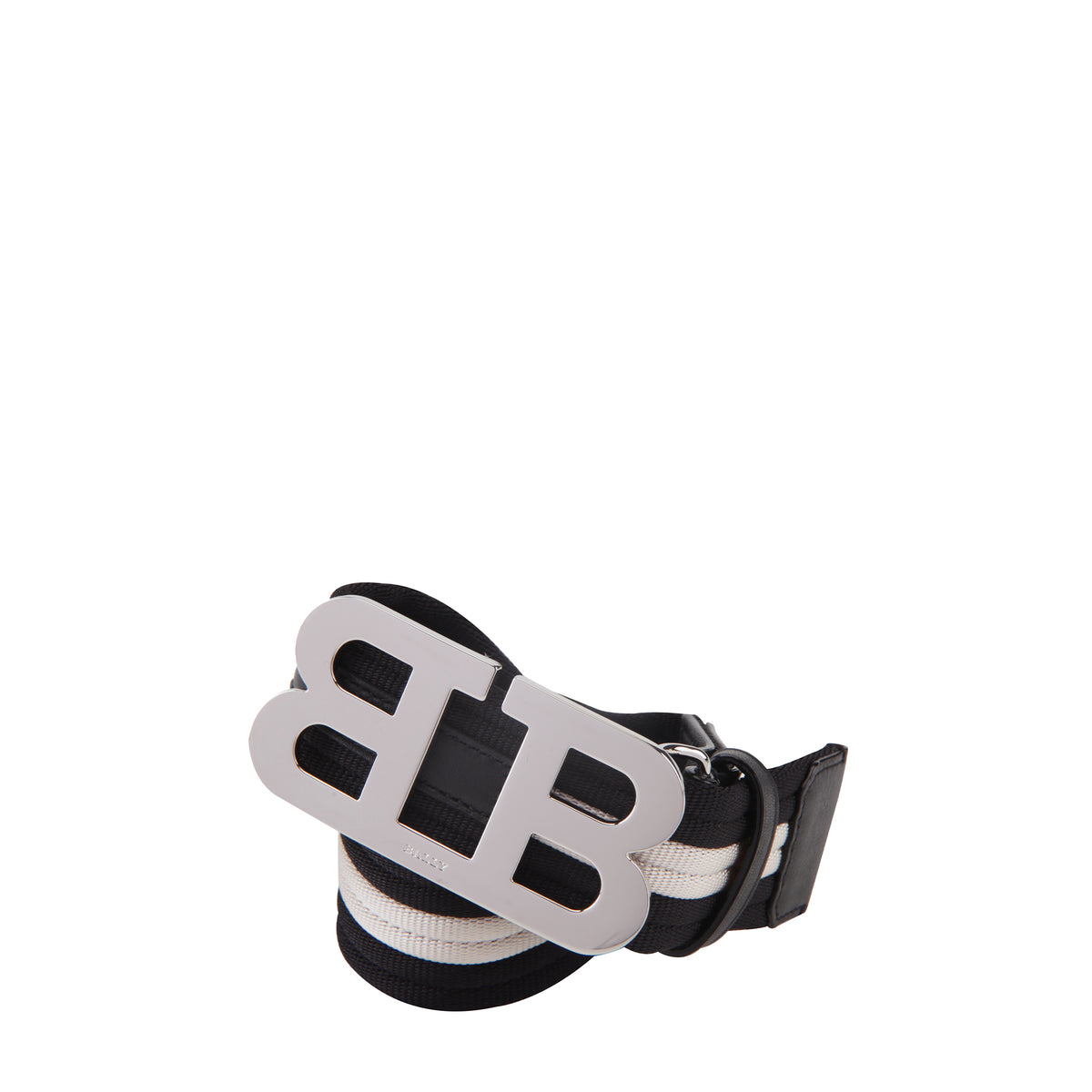 Bally Men's Mirror B Logo Striped Belt