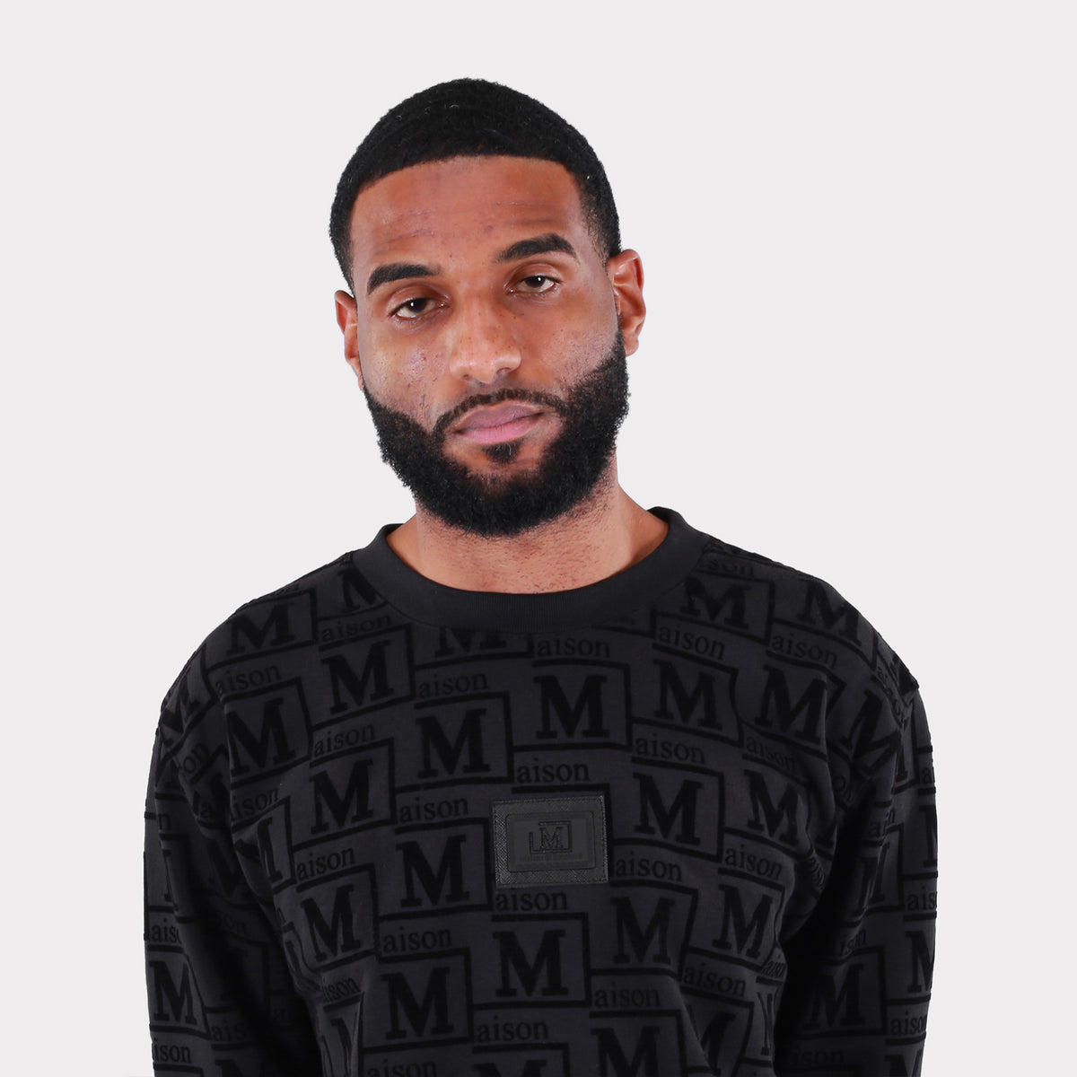 MDB Couture Men's French Terry Monogram Crewneck Sweatshirt