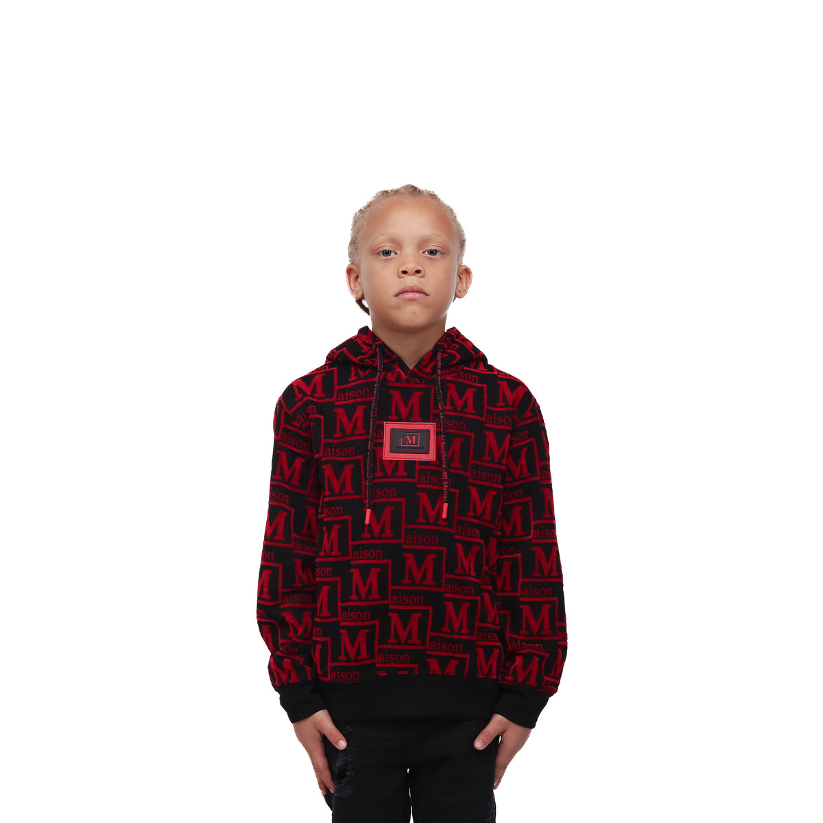 MDB Couture Kid's Monogram Woven Hoodie Sweatshirt