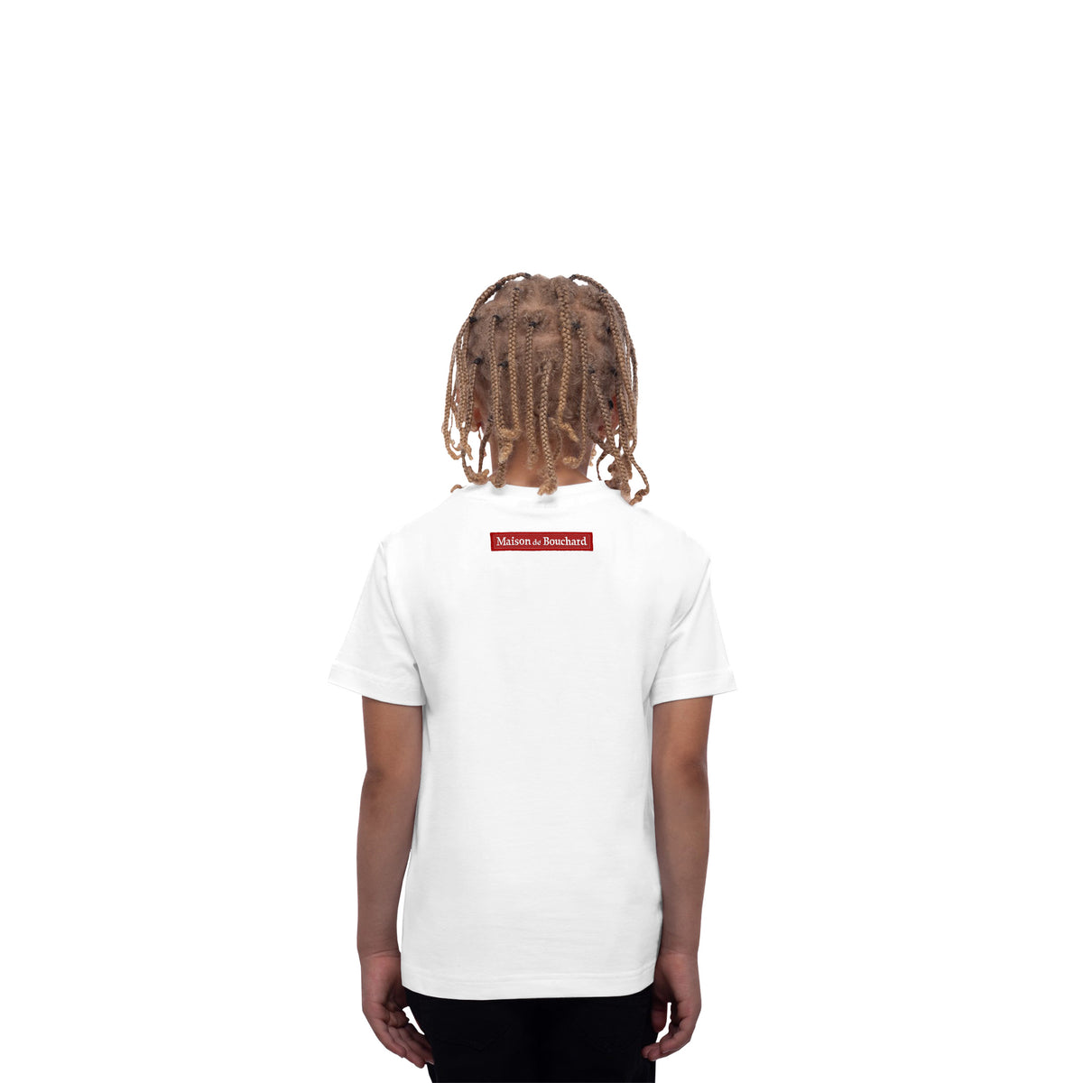 MDB Brand Kid's Classic M Embroidered Logo Tee - White w/ Red Logo