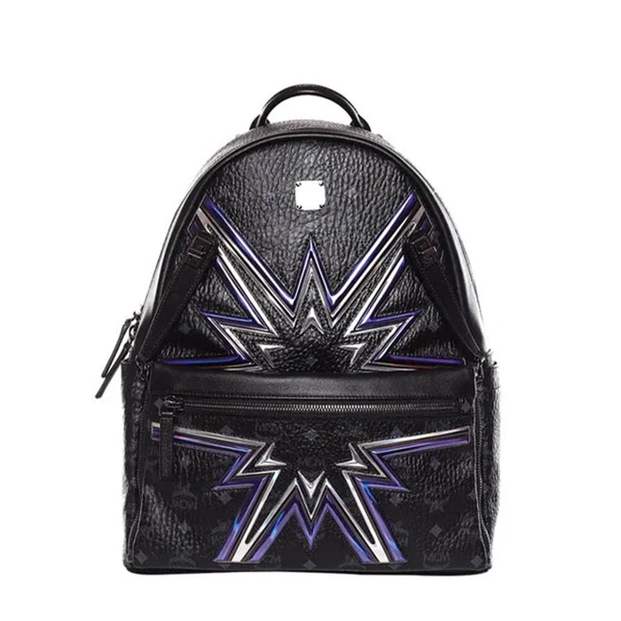 MCM Dual Stark Cyber Flash Backpack in Black Visetos