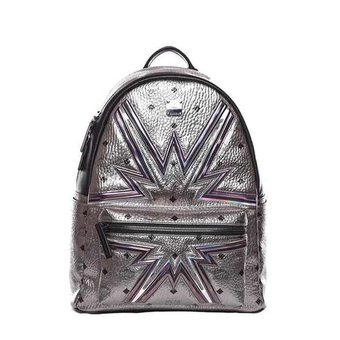 MCM Dual Stark Cyber Flash Backpack in Silver Visetos