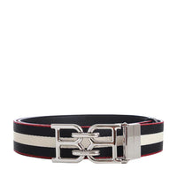 Bally Men's B-Chain Silver Buckle Webbing Reversible Belt