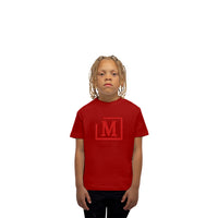 MDB Brand Kid's Classic M Embroidered Logo Tee - Red