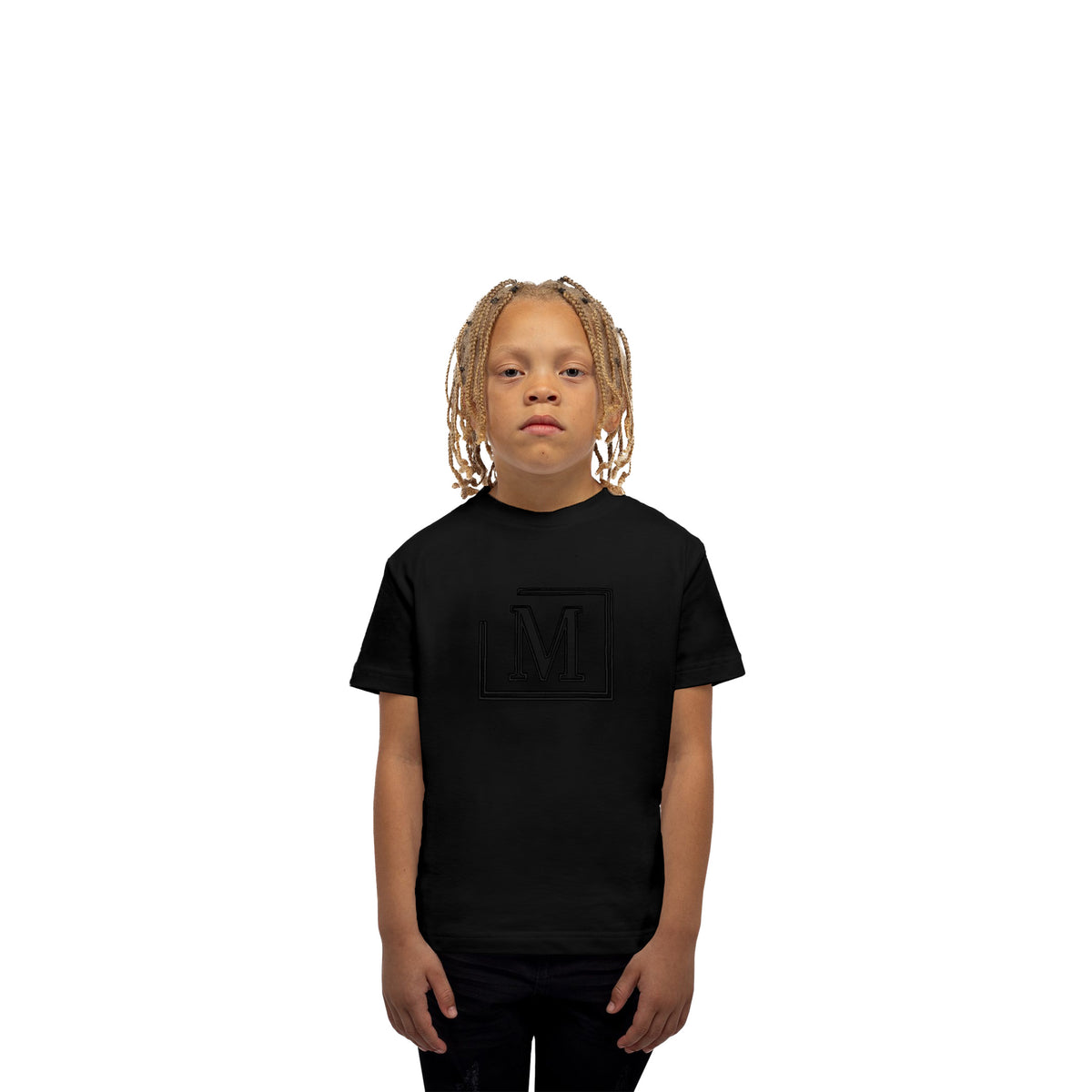 MDB Brand Kid's Classic M Embroidered Logo Tee - Black w/ Unicolor Logo