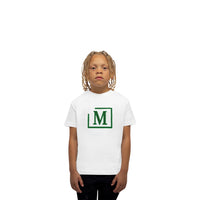 MDB Brand Kid's Classic M Embroidered Logo Tee - White w/ Cool Tone Logo