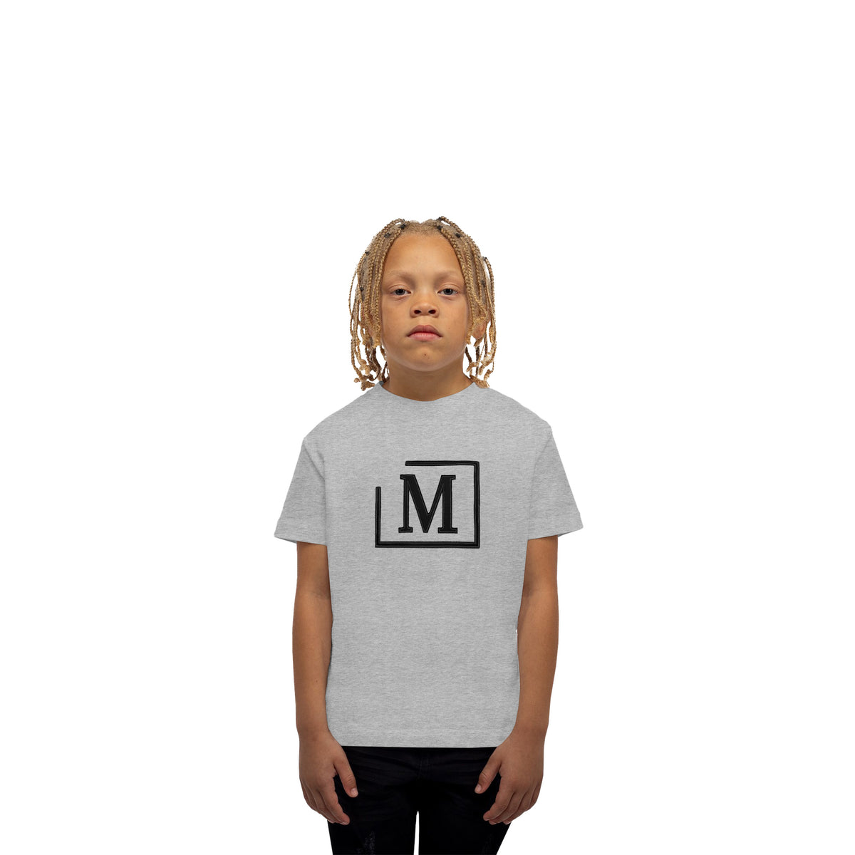 MDB Brand Kid's Classic M Embroidered Logo Tee - Cool Tone Color