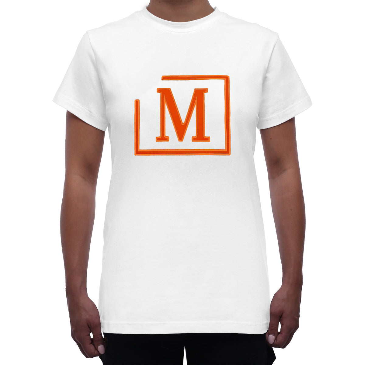 MDB Brand Women's Classic M Embroidered Logo Tee - White w/ Bright Logo