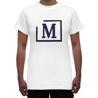 MDB Brand Women's Classic M Embroidered Logo Tee - White w/ Black Outline Logo