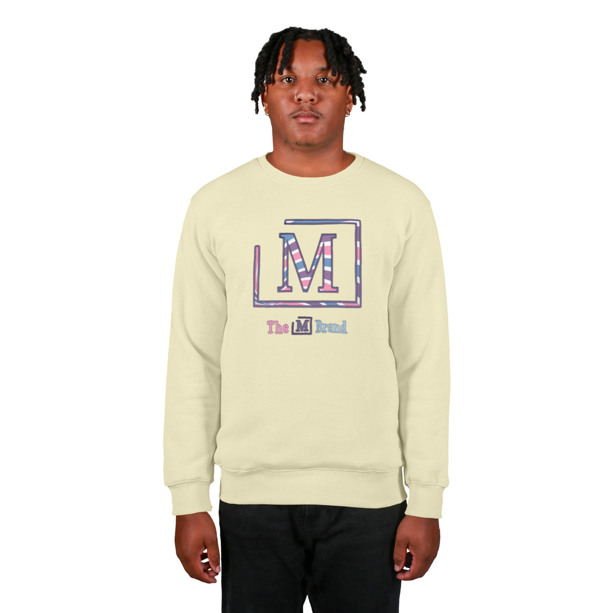 MDB Brand Men's Classic Swirl M Embroidered Crewneck Sweatshirt