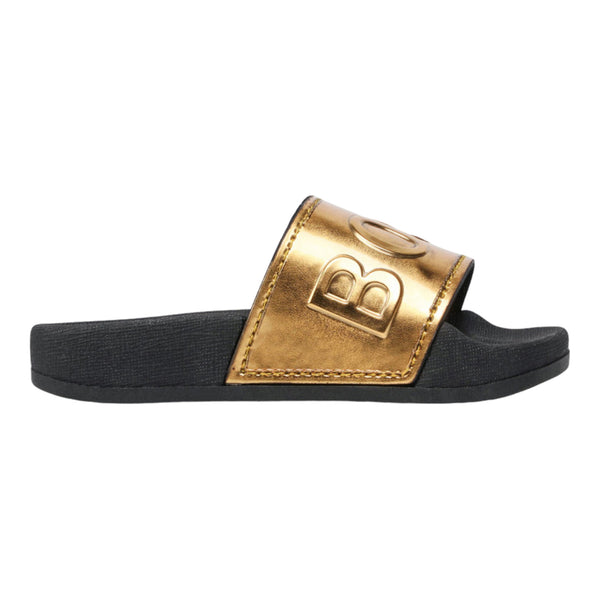 Hugo Boss Kids Gold Logo Pool Slides