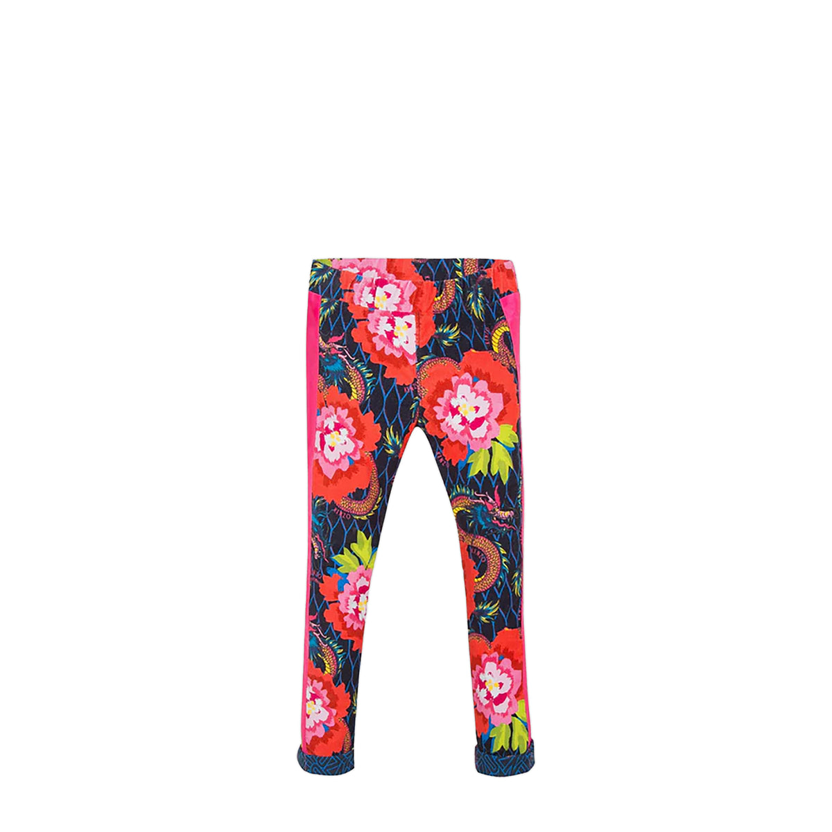 Kenzo Kids Japanese Dragon Floral Velvet Leggings