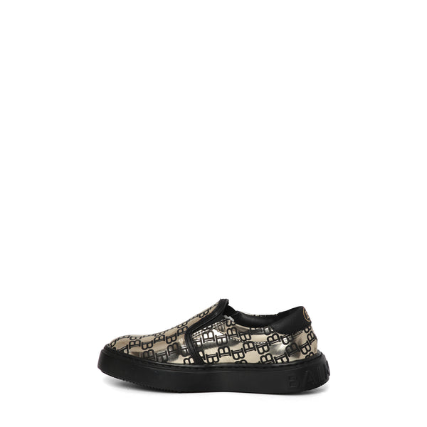 Balmain Kids Monogram Print Slip-On Sneakers