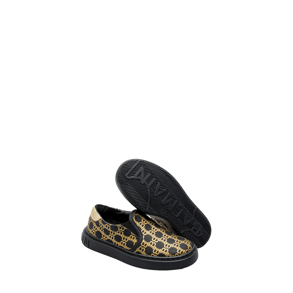 Balmain Kids Monogram Print Slip-On Sneakers