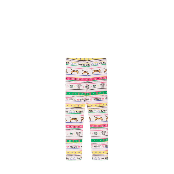 Kenzo Kids Girl's Multi-Logo Striped Leggings