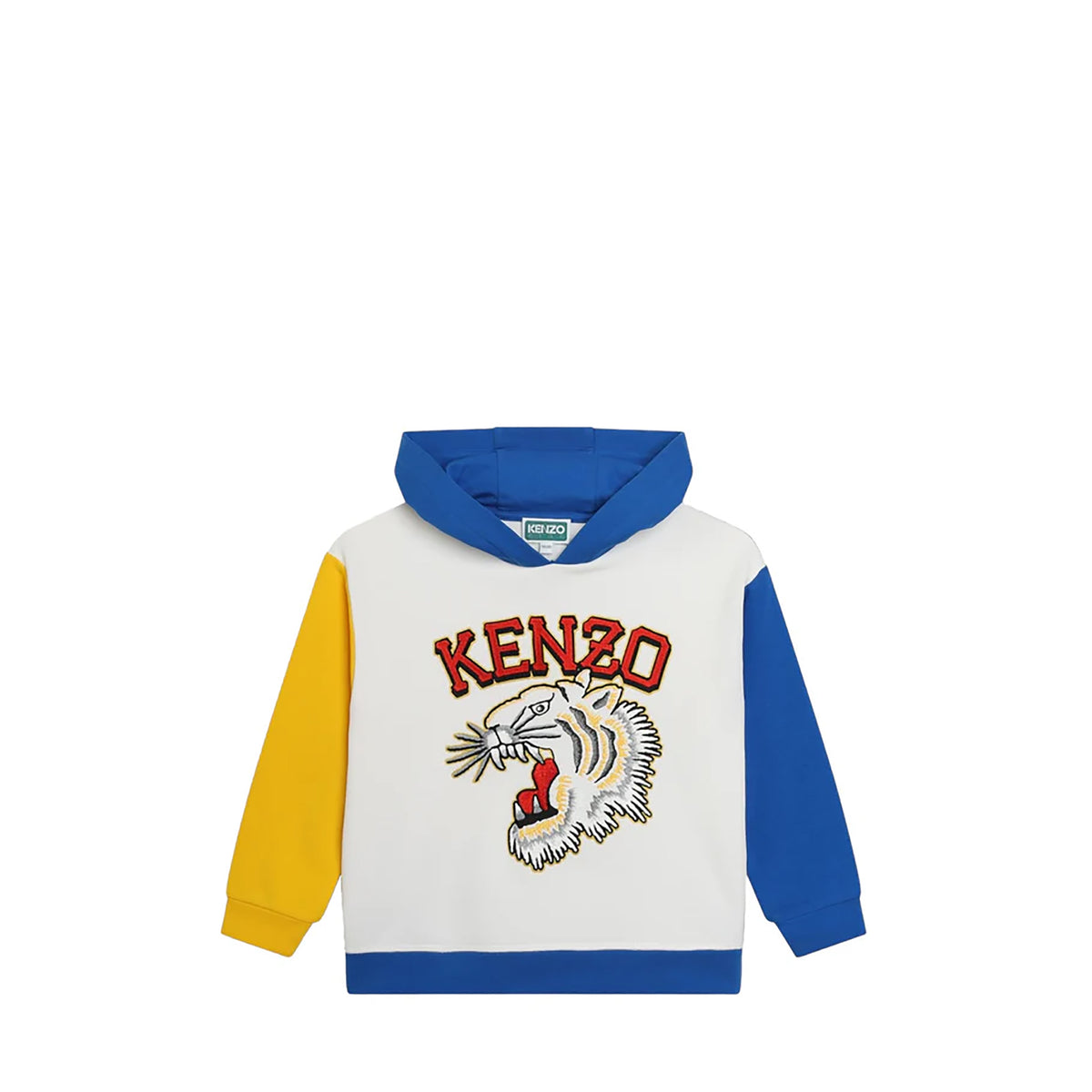 Kenzo Kids Varsity Tiger Fleece Colorblock Hoodie Sweatshirt