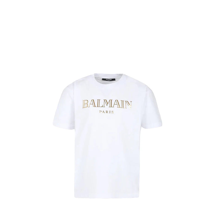 Balmain Kids Metallic Print Logo T-Shirt