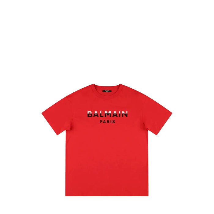 Balmain Kids Dual Color Flocked Logo T-Shirt