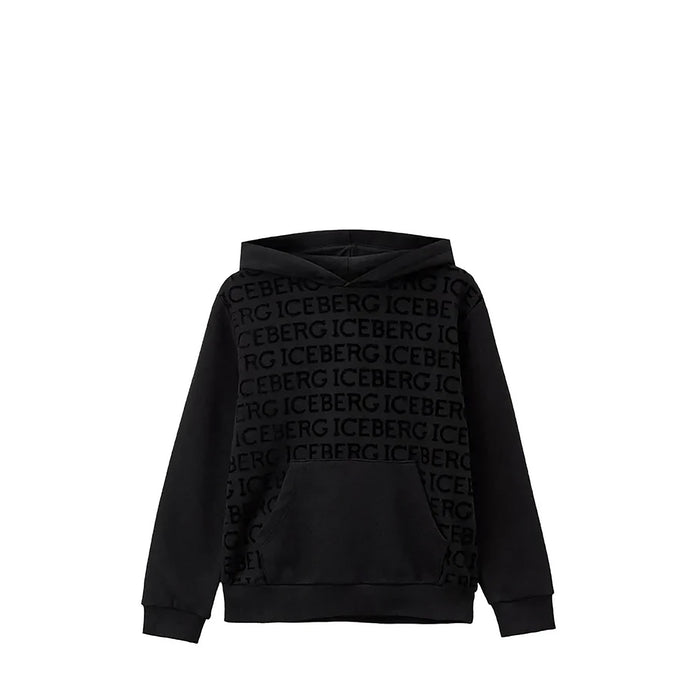 Iceberg Kids All Over Print Black Hoodie