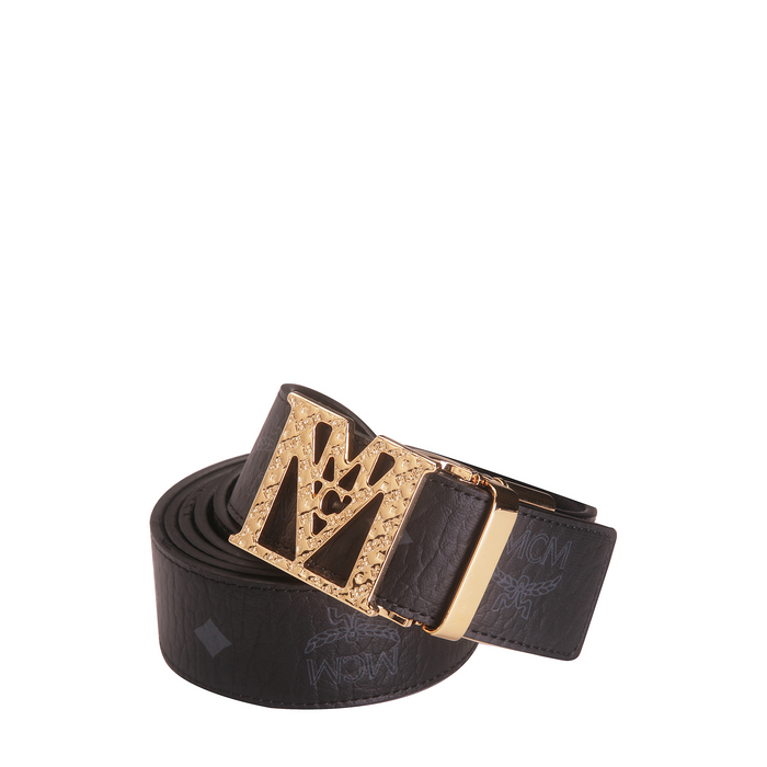 MCM Mena Textured M Reversible Belt 1.5" In Visetos